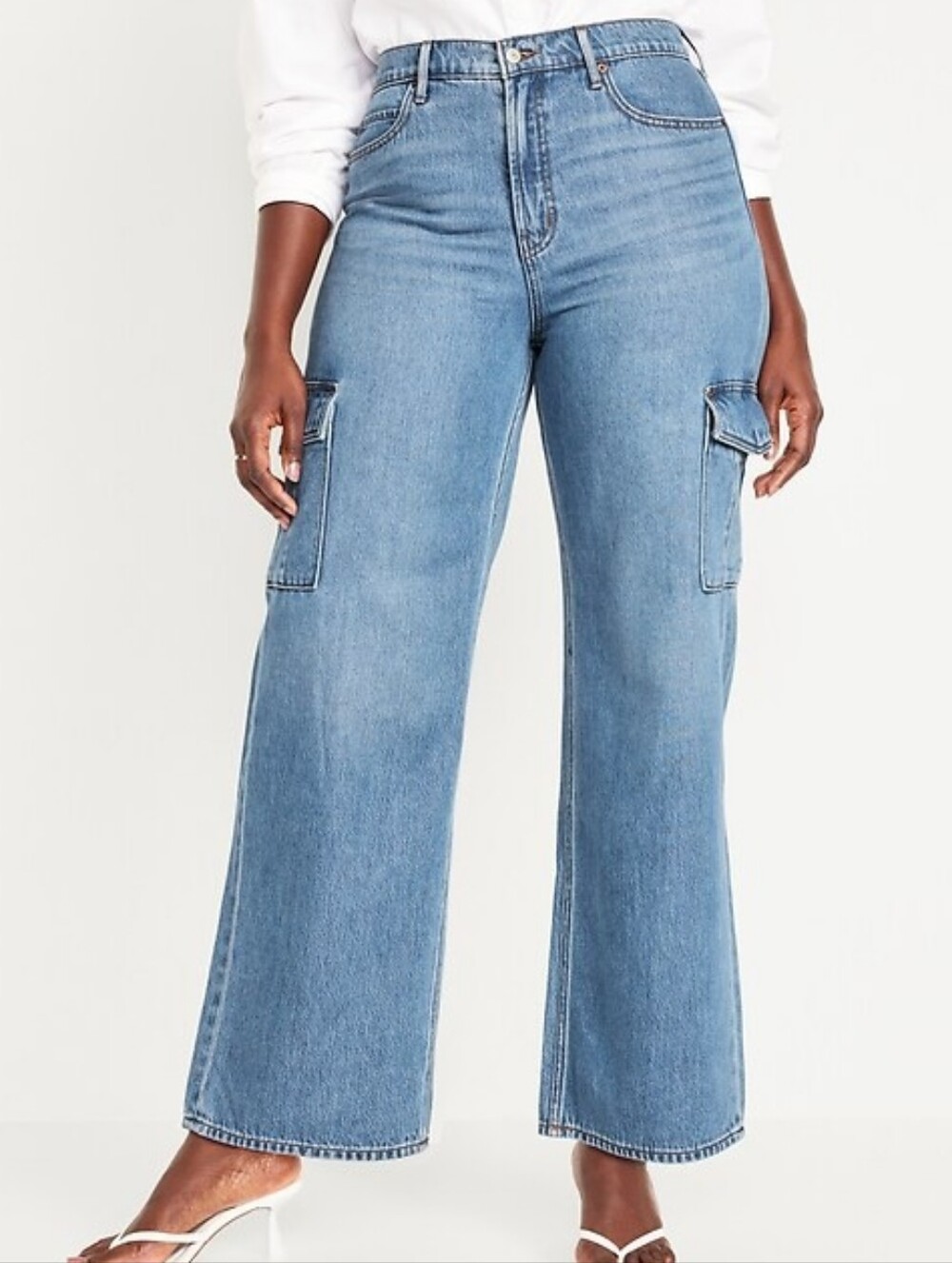 Old Navy High-Rise Wide-Leg Cargo Jeans - Blue